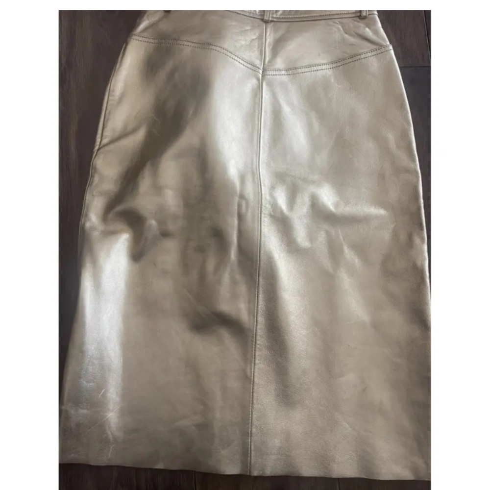 Sandro Gold Metallic Snap Button Front Skirt - image 6